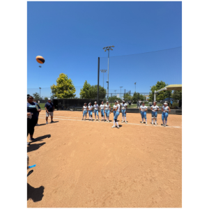 Girls collecting their trophy